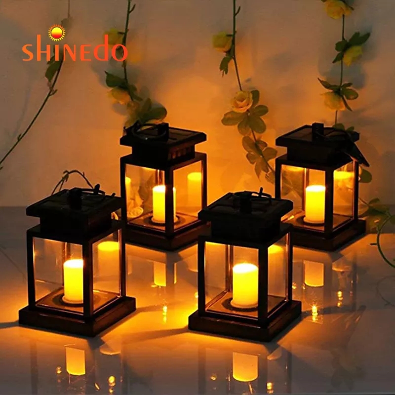 Solar Hanging Lantern LED Warm White Light Candle Effect Lights