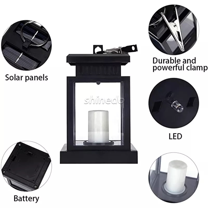 Solar Hanging Lantern LED Warm White Light Candle Effect Lights