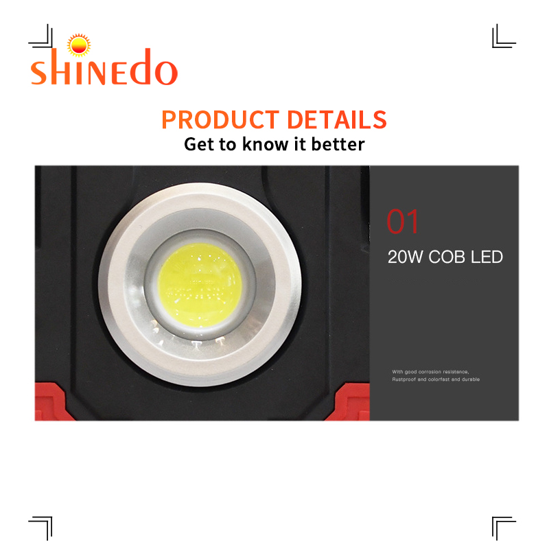 Shinedo 15W Waterproof 1000lm LED Worklight for Outdoor Camping