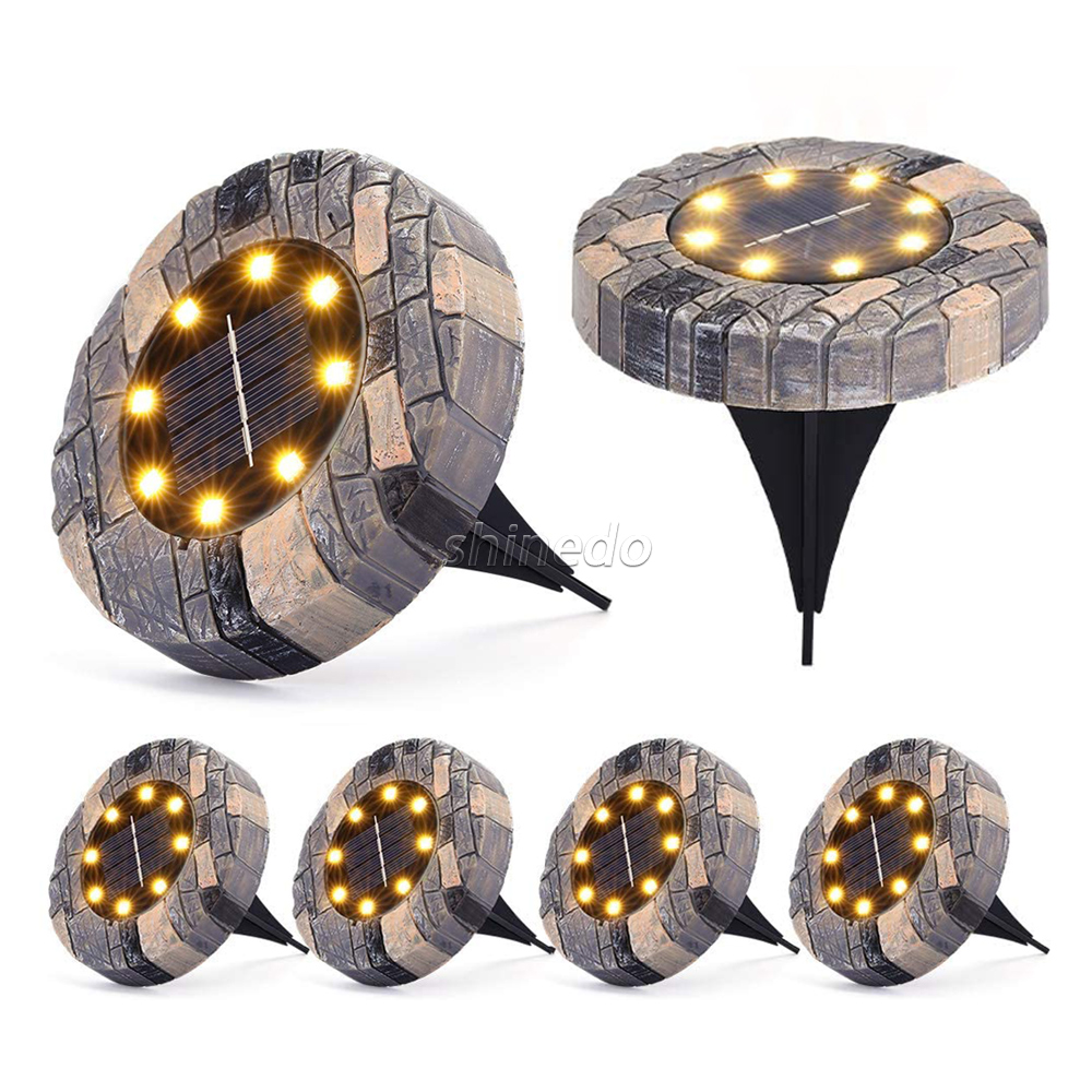 Stone-imitation Design 8LEDs Warm/Cold Lighting Color Outdoor Waterproof High Efficient Panel Solar Underground Light