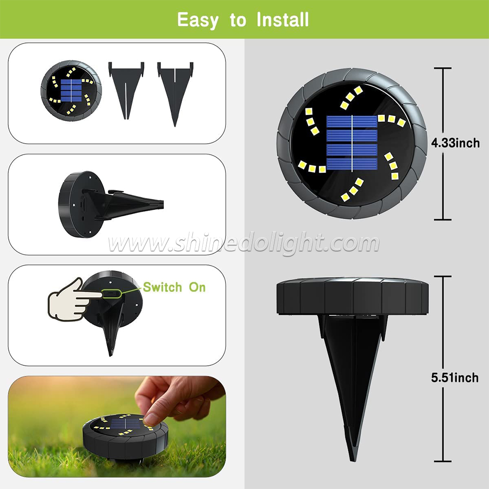 18 LED Solar Garden Outdoor Waterproof In-Ground Lights Landscape Lighting for Pathway