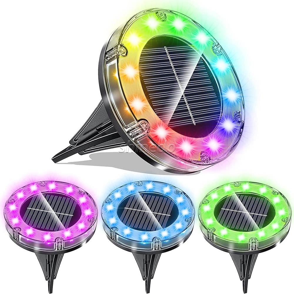 Shinedo Solar Ground Light Outdoor Multi Color Solar Garden Light IP65 Waterproof Landscape Light for Yard and Driveway