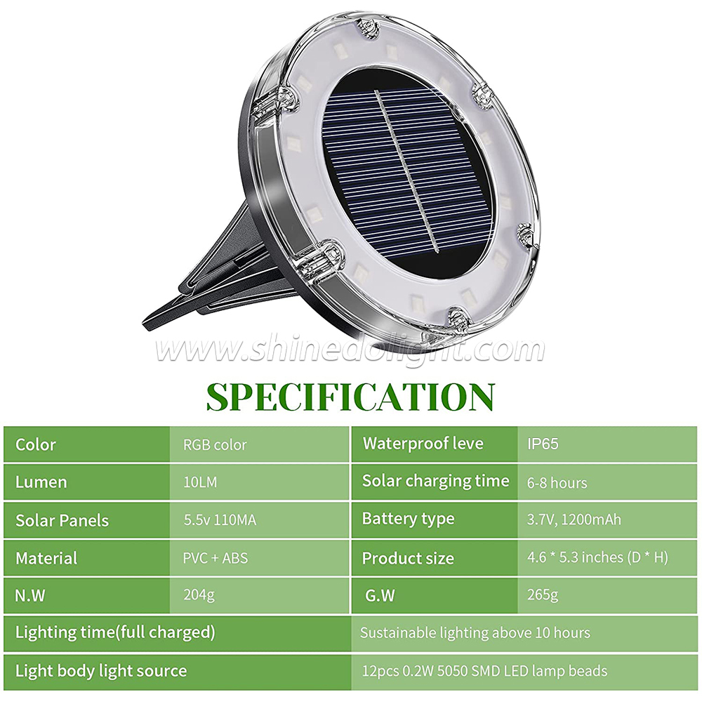 Shinedo Solar Ground Light Outdoor Multi Color Solar Garden Light IP65 Waterproof Landscape Light for Yard and Driveway