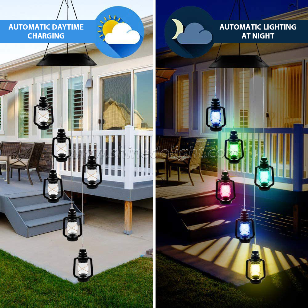 2022 Most Popular RGB Special Appearance Design Beautiful Garden Solar Wind Chime Light