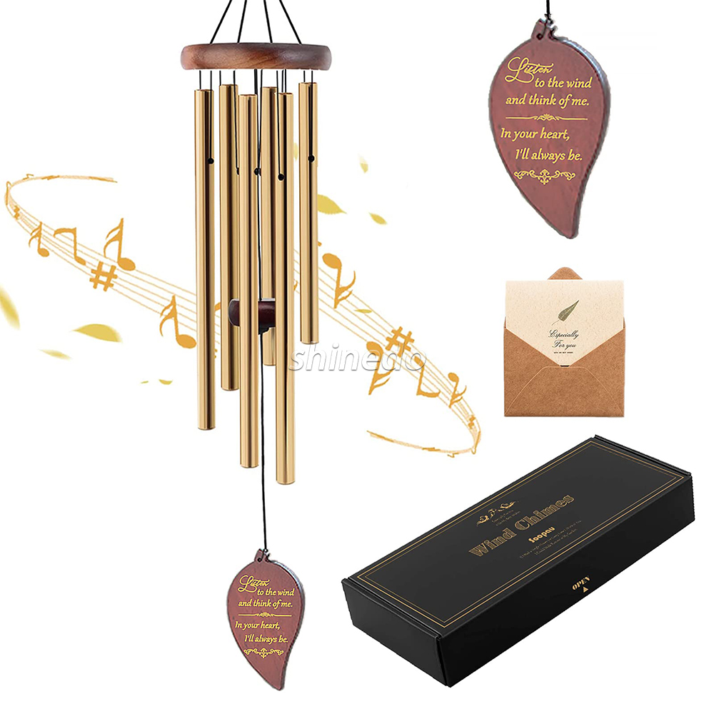 WindChime Memorial Sympathy Wind Chimes with Golden Aluminium Tub