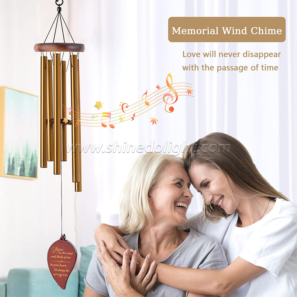 WindChime Memorial Sympathy Wind Chimes with Golden Aluminium Tub
