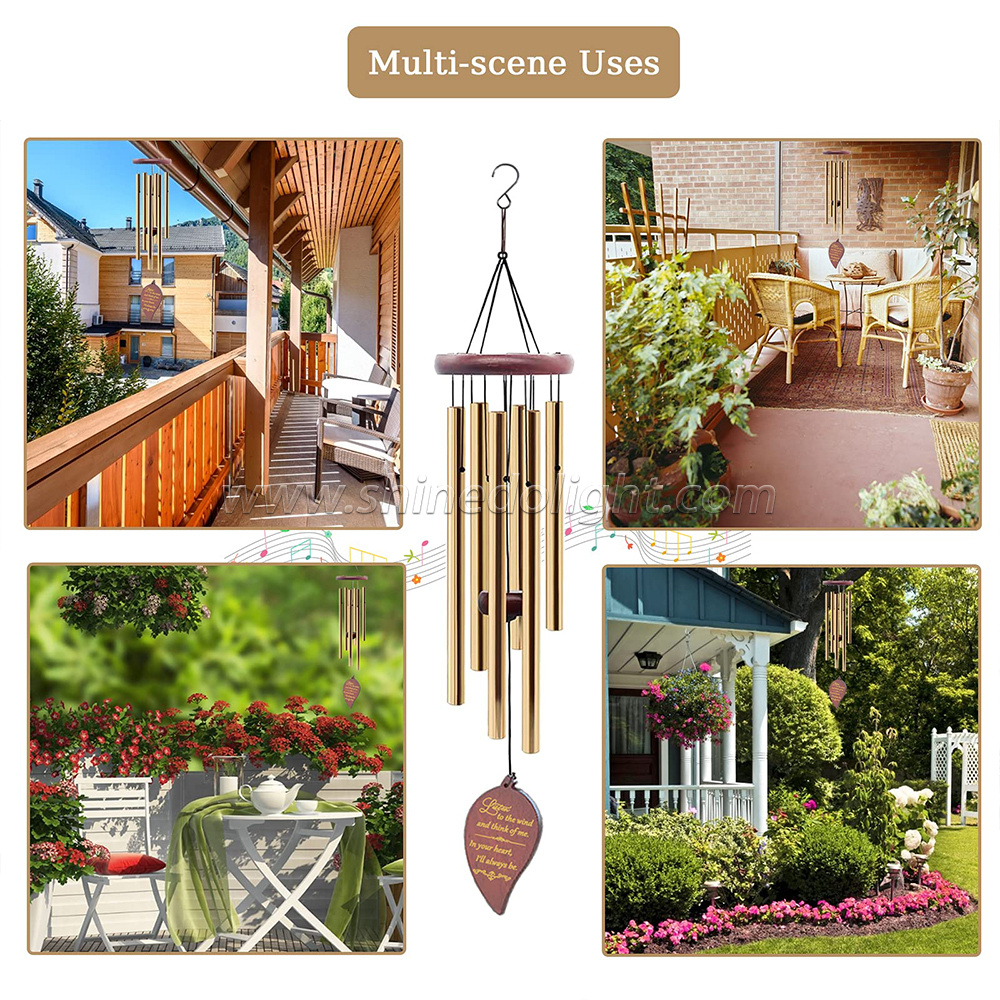 WindChime Memorial Sympathy Wind Chimes with Golden Aluminium Tub