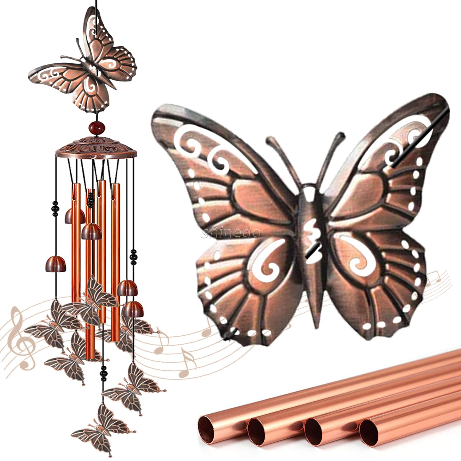 Metal Decor Gift Memorial Butterfly Wind Chimes Outdoor