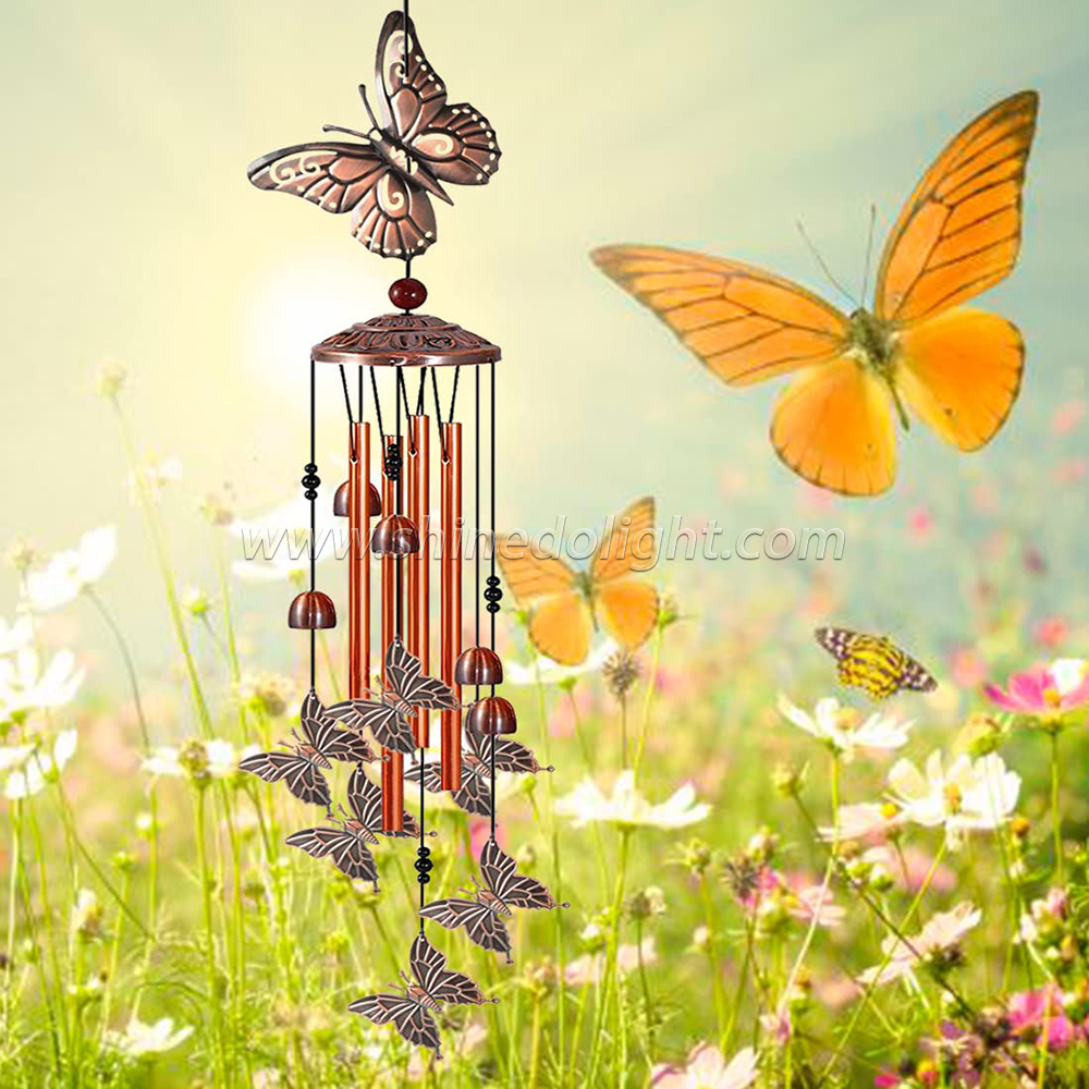 Metal Decor Gift Memorial Butterfly Wind Chimes Outdoor