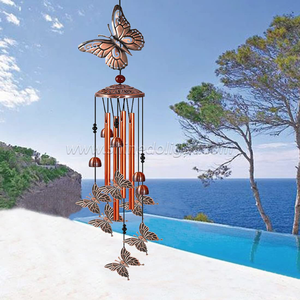 Metal Decor Gift Memorial Butterfly Wind Chimes Outdoor