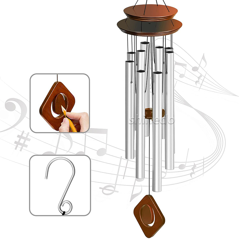 38 Inch Decorative Memorial Wind Chime Unique Double Plate Design Wind Chime with 8 Tubes Meaningful Gift for Loved Ones