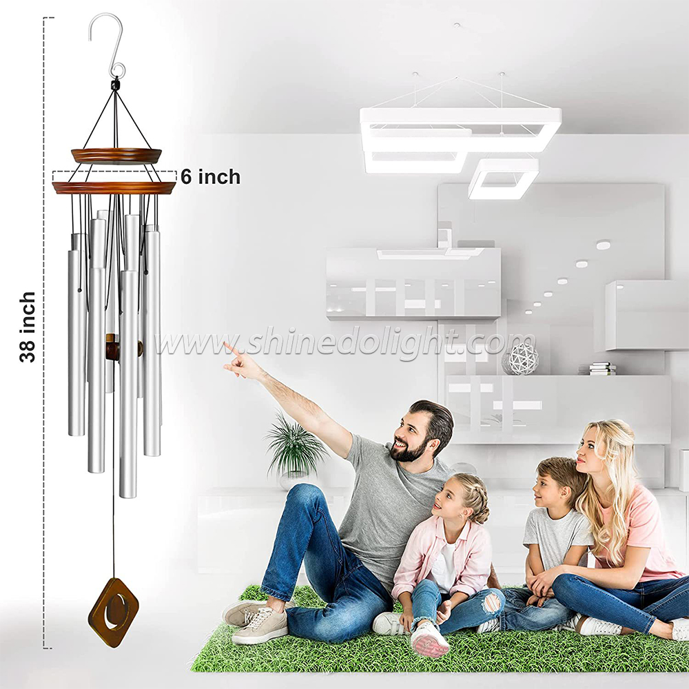 38 Inch Decorative Memorial Wind Chime Unique Double Plate Design Wind Chime with 8 Tubes Meaningful Gift for Loved Ones