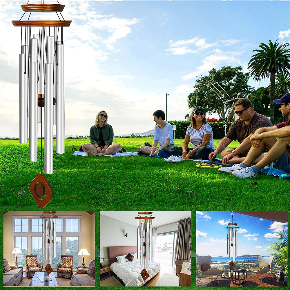 38 Inch Decorative Memorial Wind Chime Unique Double Plate Design Wind Chime with 8 Tubes Meaningful Gift for Loved Ones