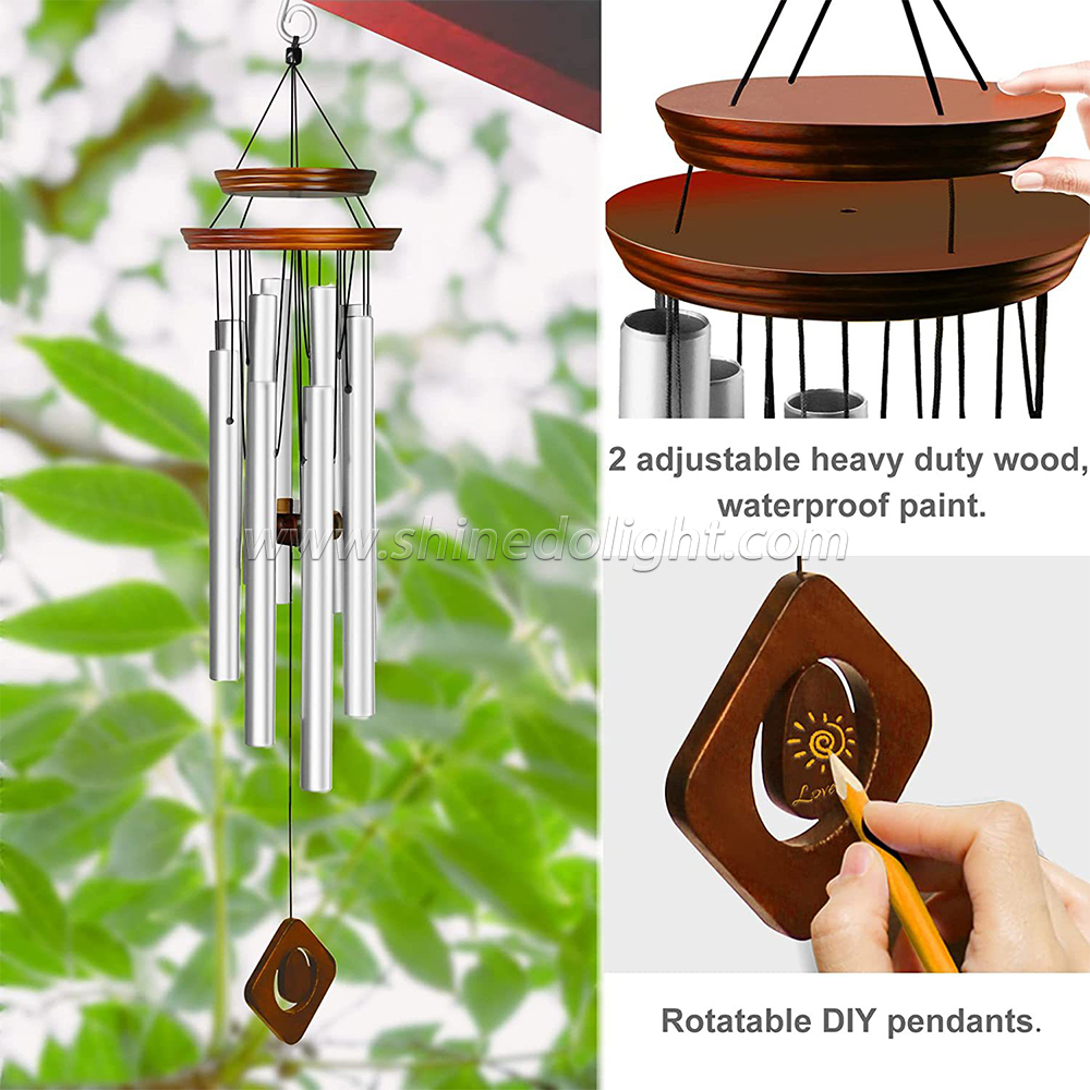 38 Inch Decorative Memorial Wind Chime Unique Double Plate Design Wind Chime with 8 Tubes Meaningful Gift for Loved Ones