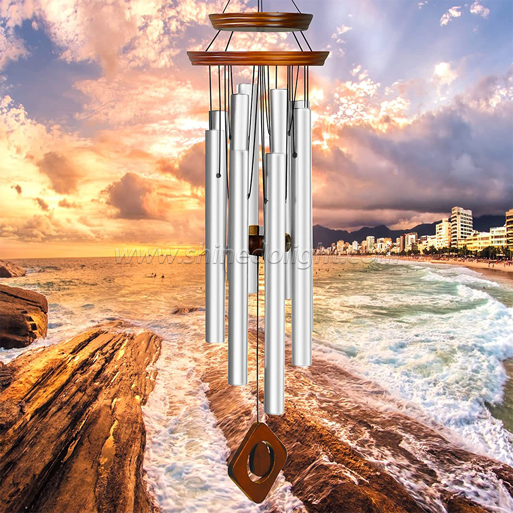 38 Inch Decorative Memorial Wind Chime Unique Double Plate Design Wind Chime with 8 Tubes Meaningful Gift for Loved Ones
