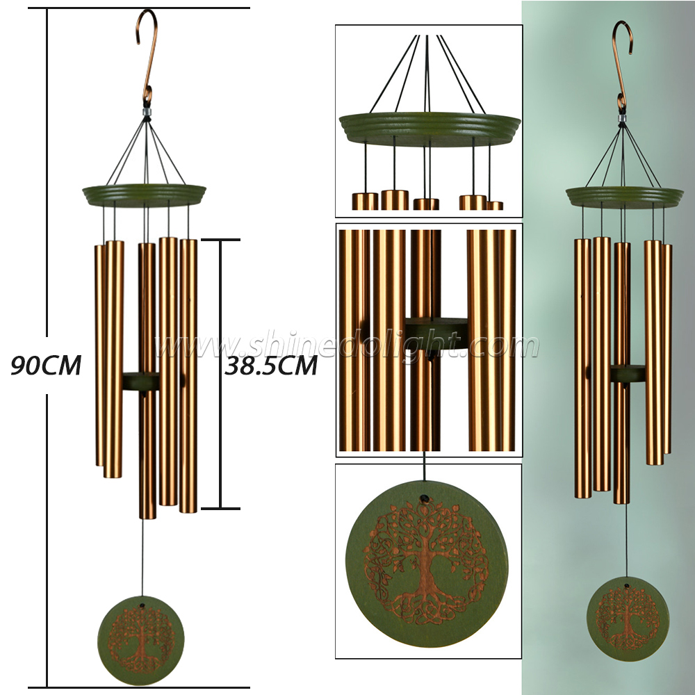 36 Inch Tree Engraving Memorial Wind Chime Outdoor Garden Decoration Wind Chime with Deep Tone for Loss of Loved One