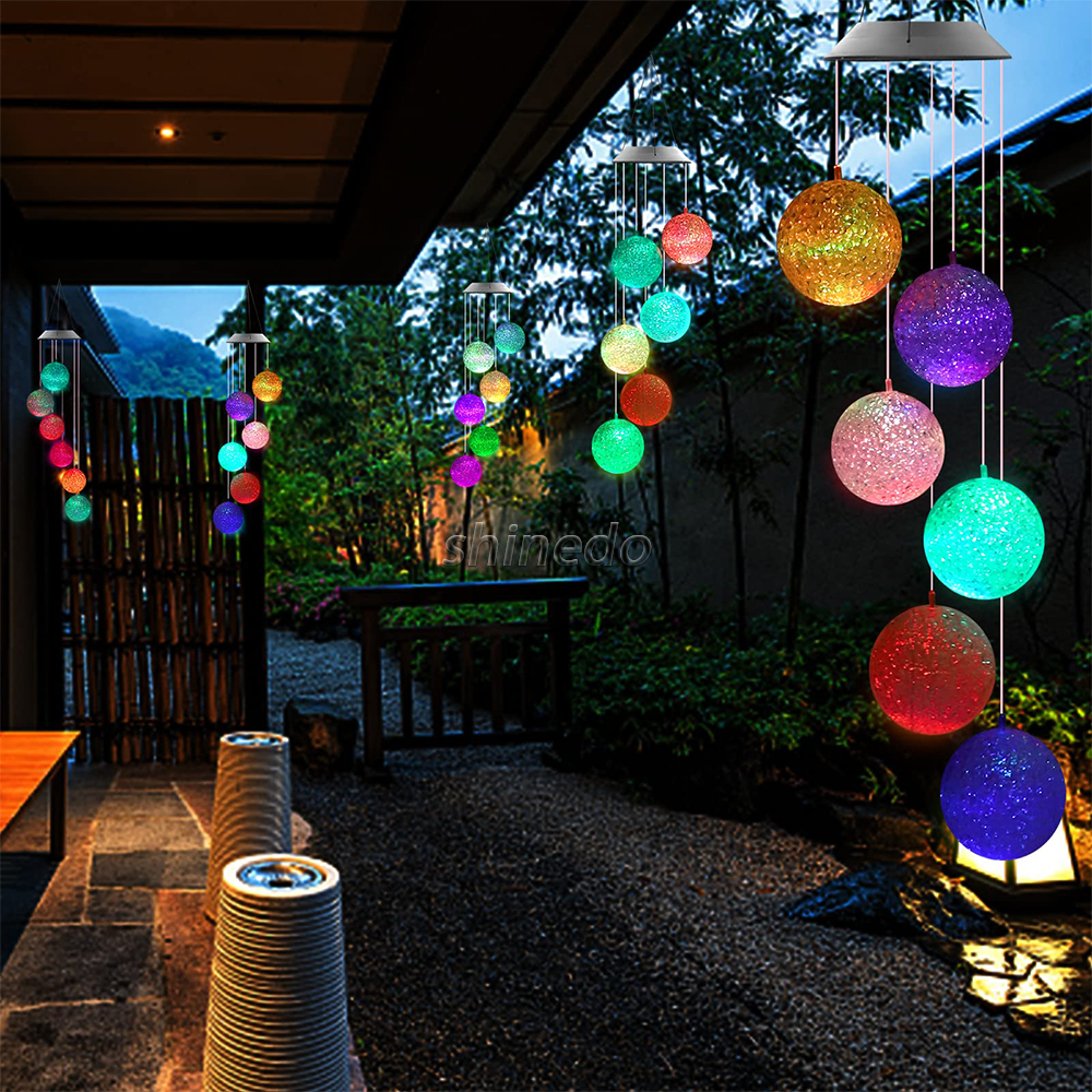 Crystal Ball Solar Wind Chimes Color-Changing Lights, Best Gifts for Loved Ones, Windchimes Unique Outdoor Decor