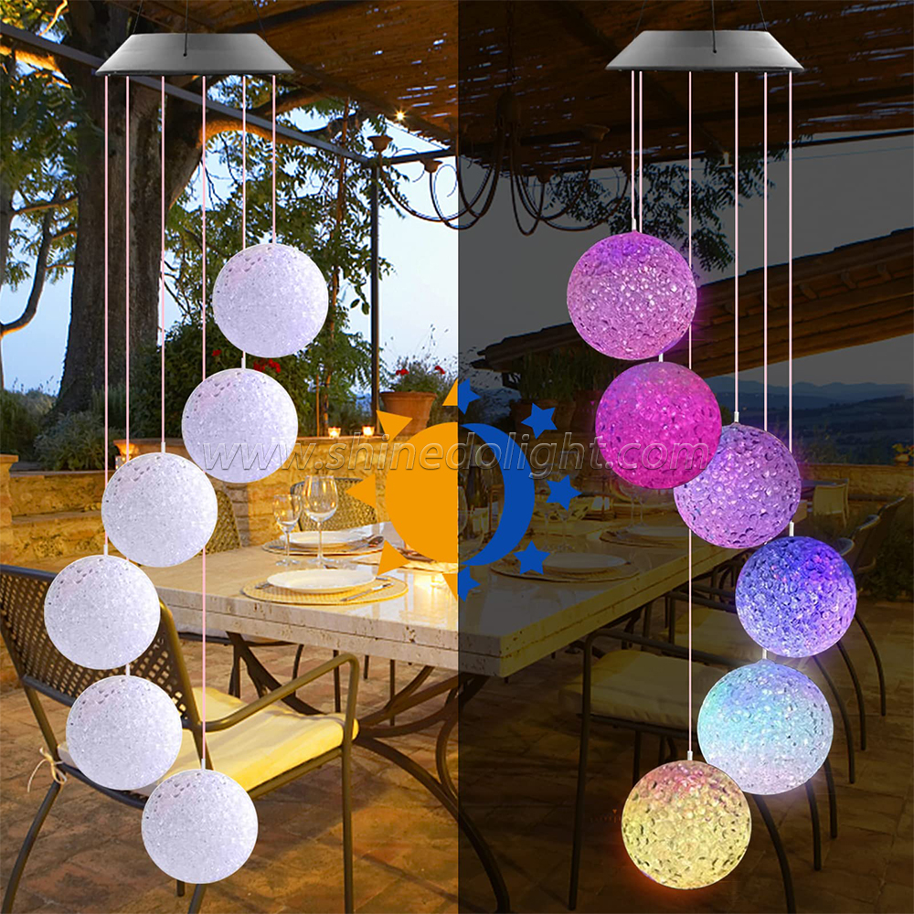 Crystal Ball Solar Wind Chimes Color-Changing Lights, Best Gifts for Loved Ones, Windchimes Unique Outdoor Decor