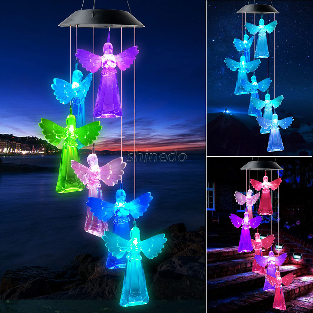 Solar Wind Chime Decorative Angel Chime Memorial Wind Chime for Festival and Family Gift