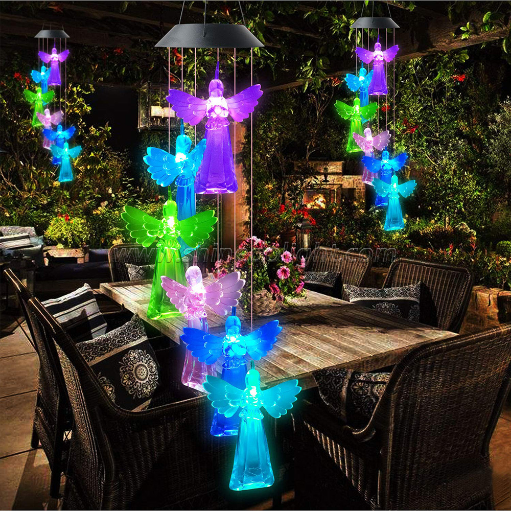 Solar Wind Chime Decorative Angel Chime Memorial Wind Chime for Festival and Family Gift