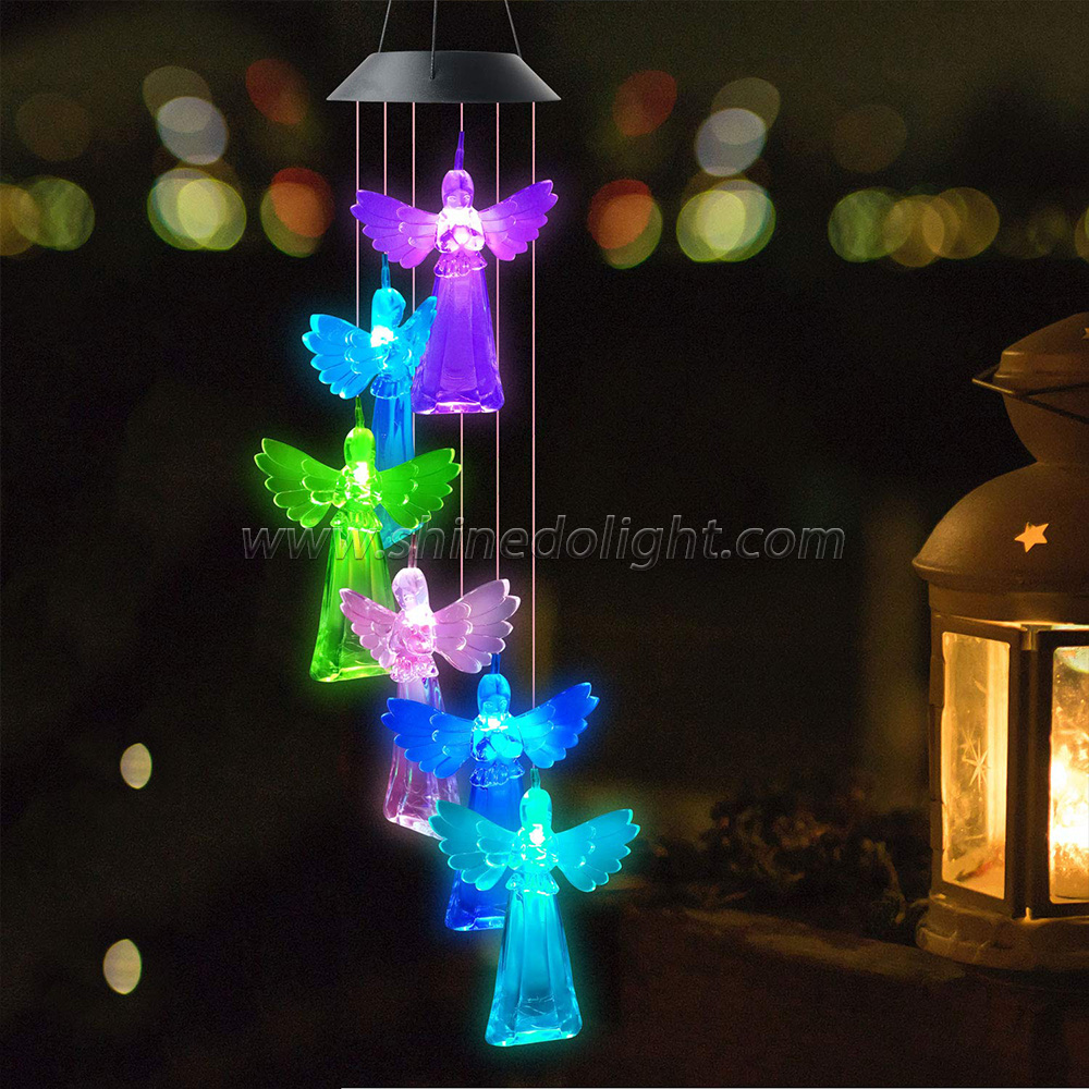 Solar Wind Chime Decorative Angel Chime Memorial Wind Chime for Festival and Family Gift