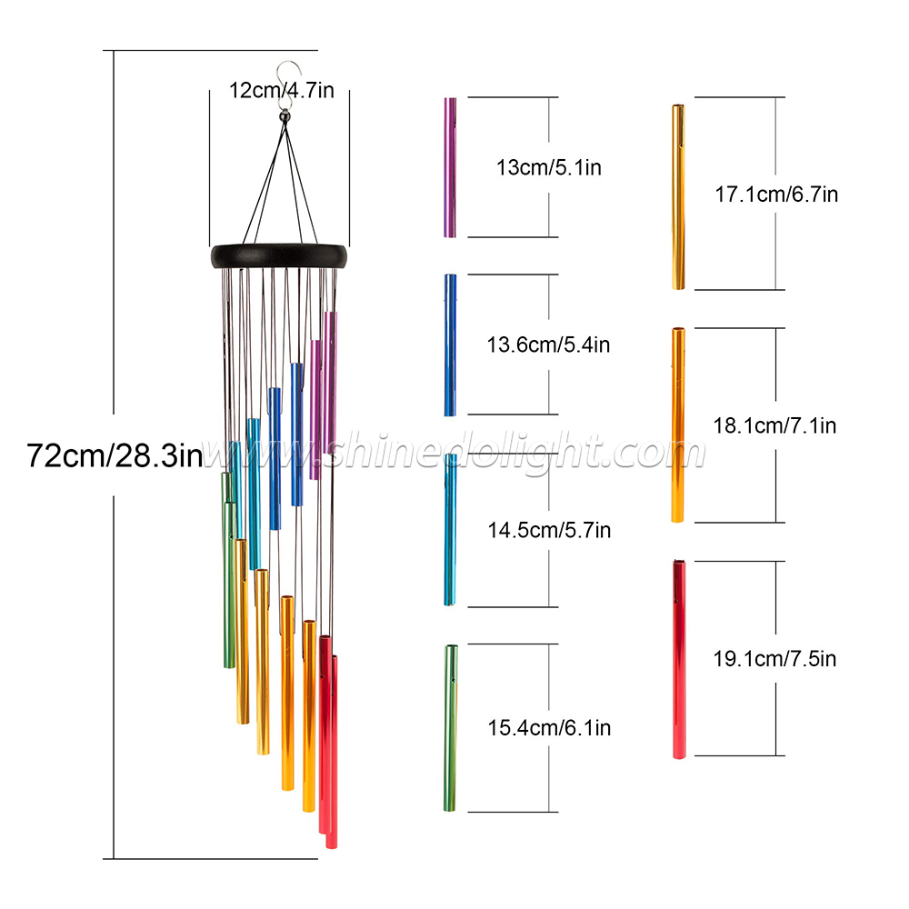 Soothing Sound Wind Chimes Outdoor, 29 Inches Metal Wind Chimes with 14 Colorful Aluminum Alloy Tubes Deep Tone