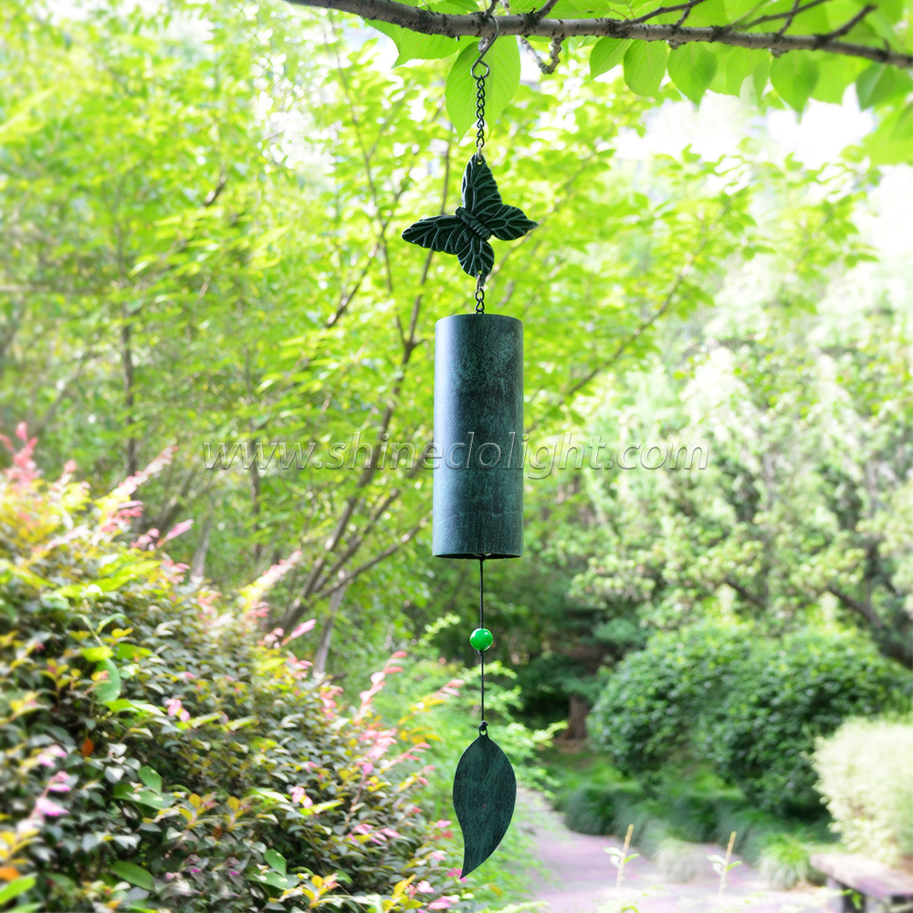 Green Butterfly Deep Tone Memorial Wind Chime Outside Heavy Duty Wind Chime Deep Resonance Serenity Bell for Outdoor and Home