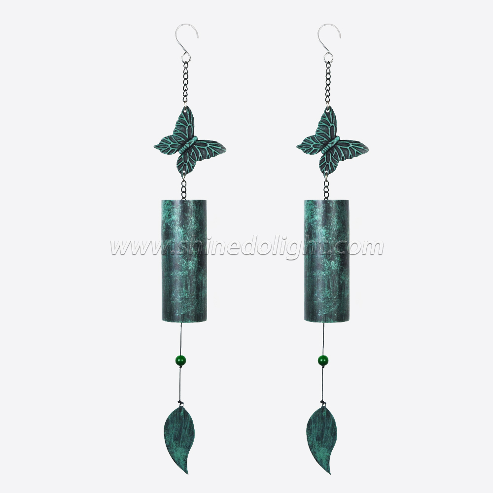 Green Butterfly Deep Tone Memorial Wind Chime Outside Heavy Duty Wind Chime Deep Resonance Serenity Bell for Outdoor and Home