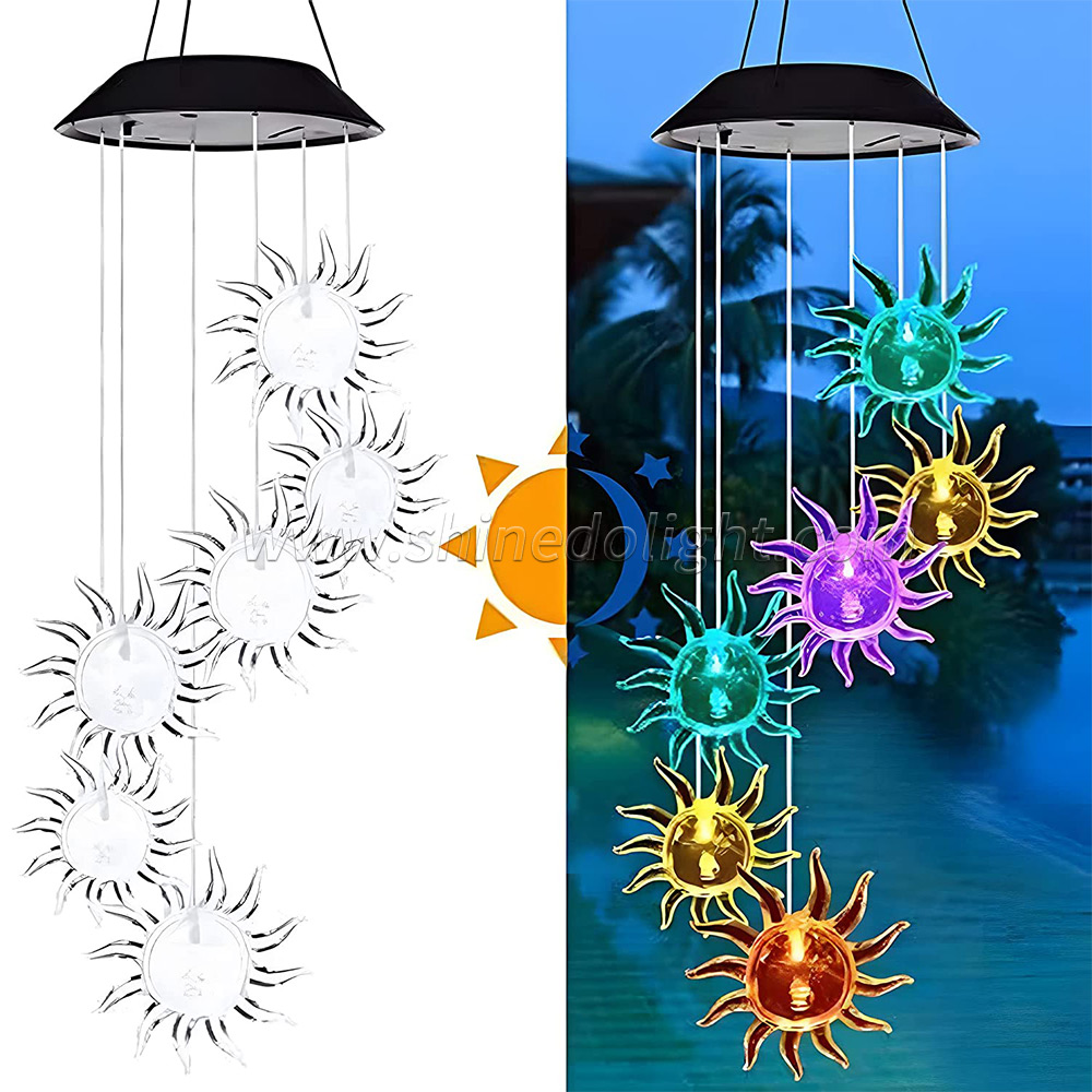 Shinedo Sunflower Wind Chime Outdoor Solar Wind Chime Sympathy Wind Chime for Garden and Home Decoration