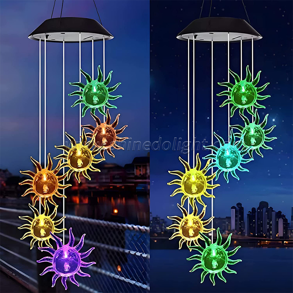 Shinedo Sunflower Wind Chime Outdoor Solar Wind Chime Sympathy Wind Chime for Garden and Home Decoration