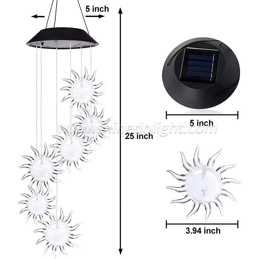 Shinedo Sunflower Wind Chime Outdoor Solar Wind Chime Sympathy Wind Chime for Garden and Home Decoration