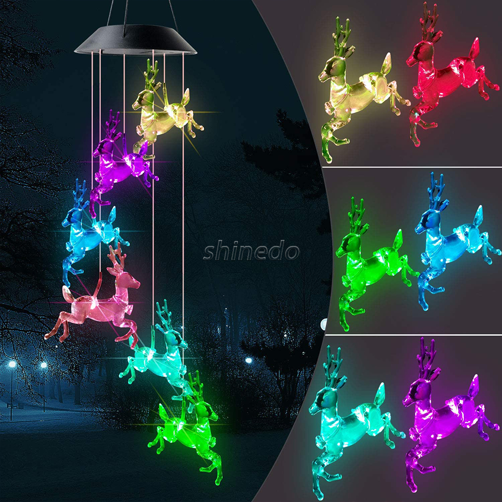 Memorial Elk Deer Wind Chimes Christmas Decor Solar Wind Chimes Outdoor Indoor Gifts Garden Decor