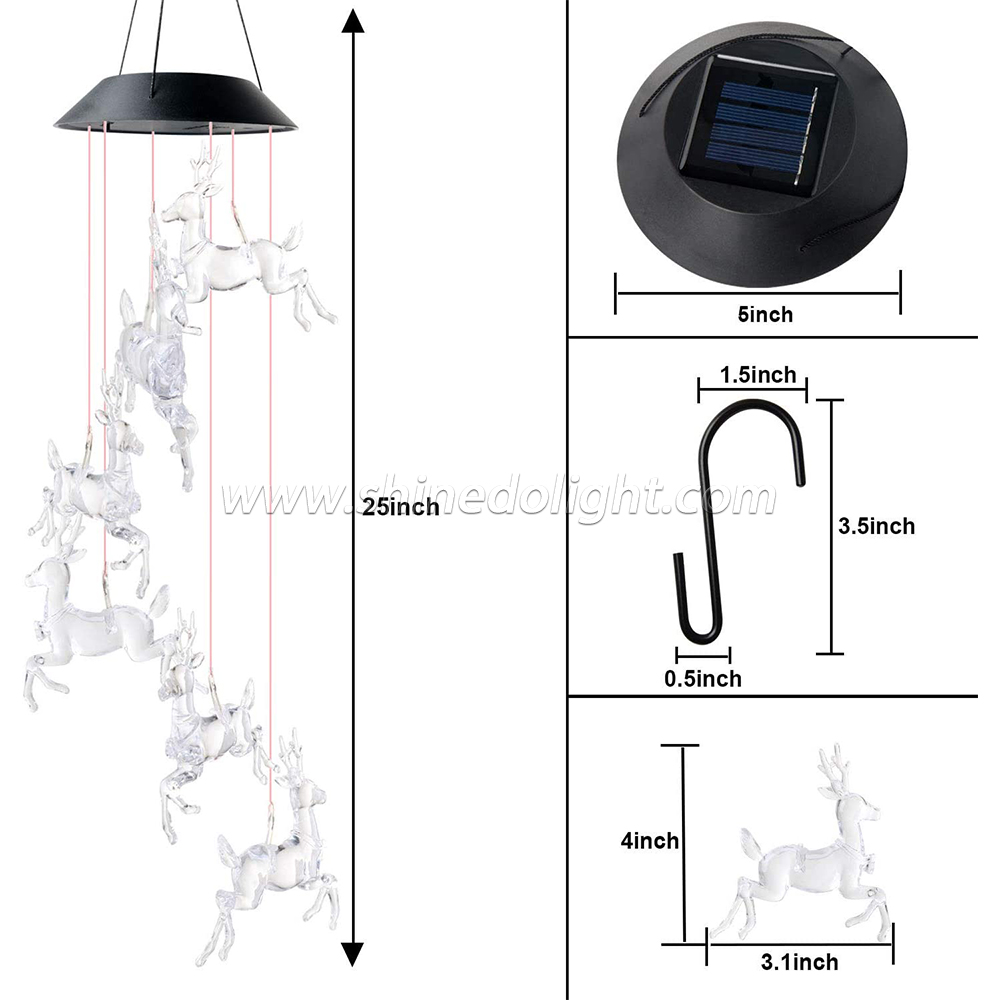 Memorial Elk Deer Wind Chimes Christmas Decor Solar Wind Chimes Outdoor Indoor Gifts Garden Decor