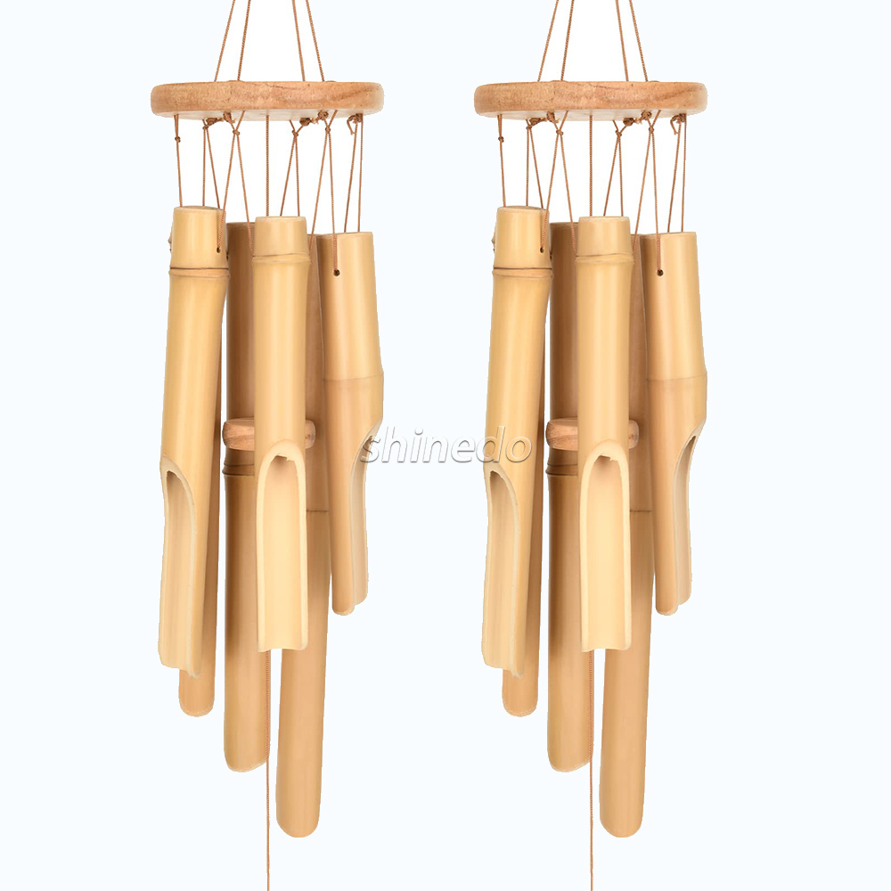 Bamboo Wind Chime Outdoor Wooden Wind Chimes with Amazing Deep Tone for Garden, Patio, Home or Outdoor Decor