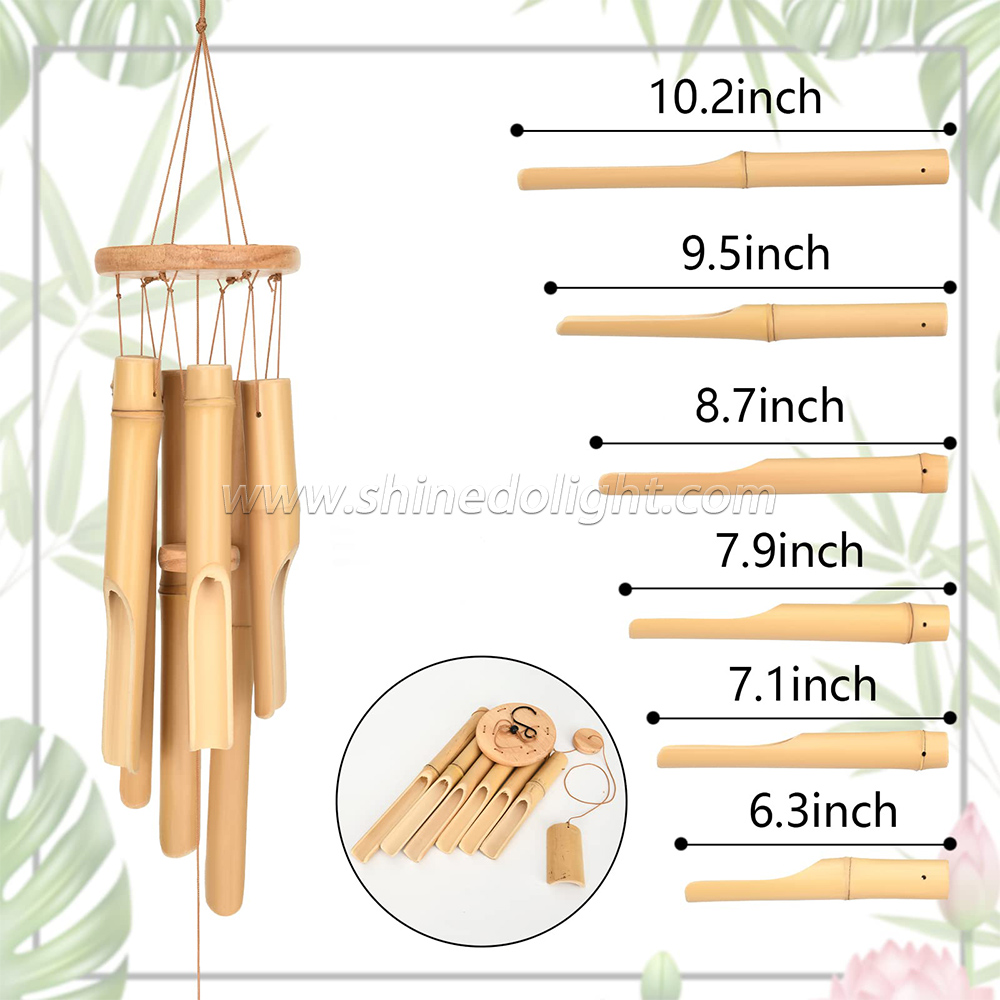 Bamboo Wind Chime Outdoor Wooden Wind Chimes with Amazing Deep Tone for Garden, Patio, Home or Outdoor Decor