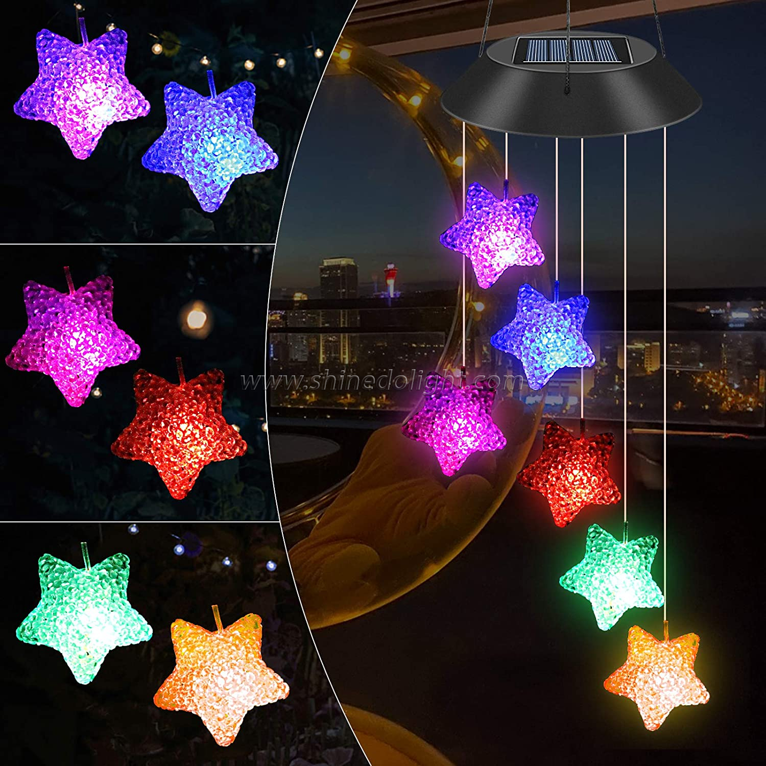 Outdoor Amazing Design Style Waterproof Home Garden RGB Memorial Wind Chime Light