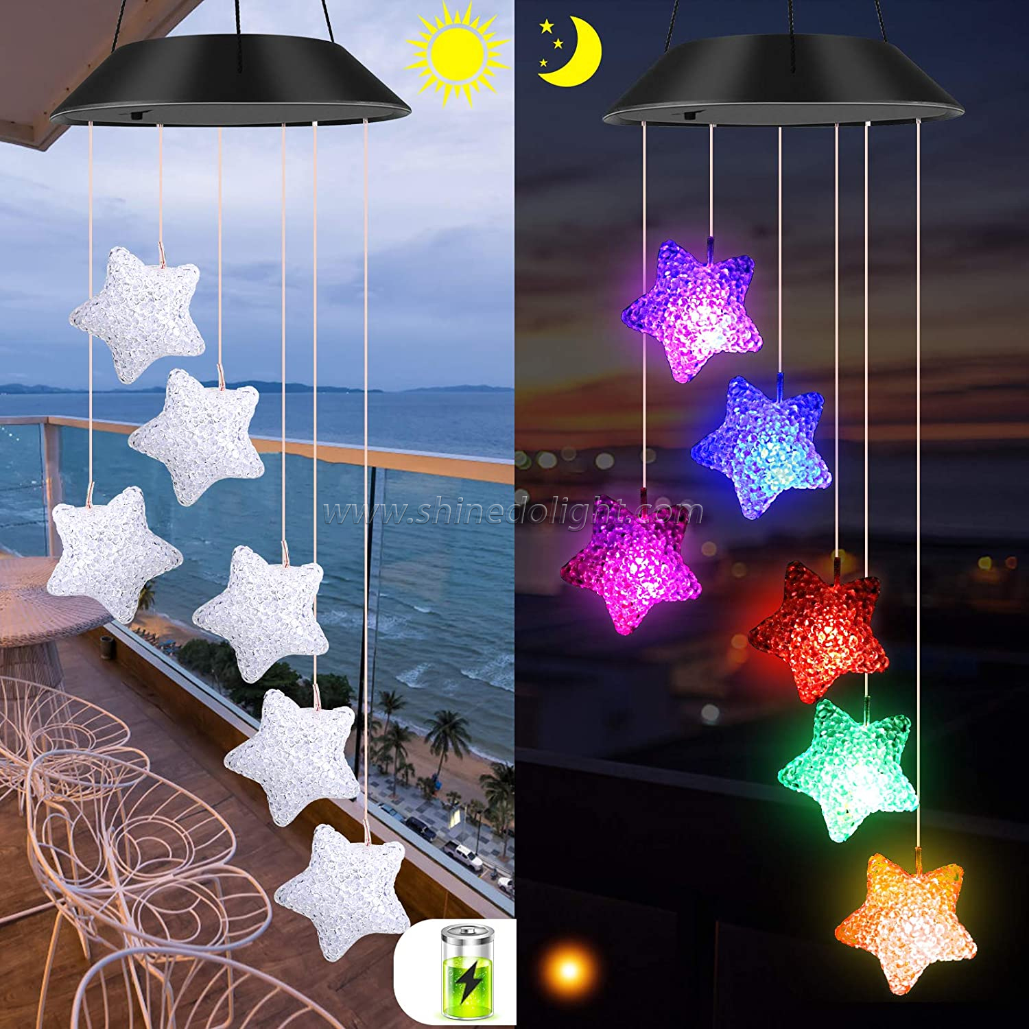 Outdoor Amazing Design Style Waterproof Home Garden RGB Memorial Wind Chime Light