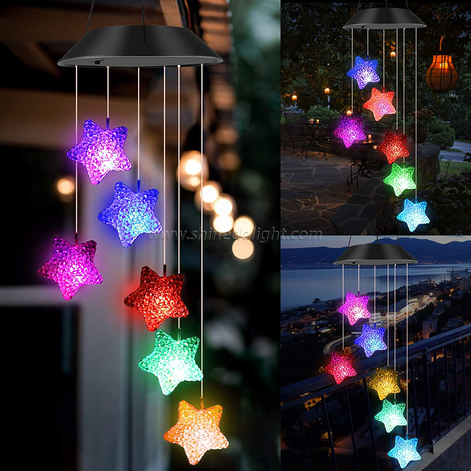 Outdoor Amazing Design Style Waterproof Home Garden RGB Memorial Wind Chime Light