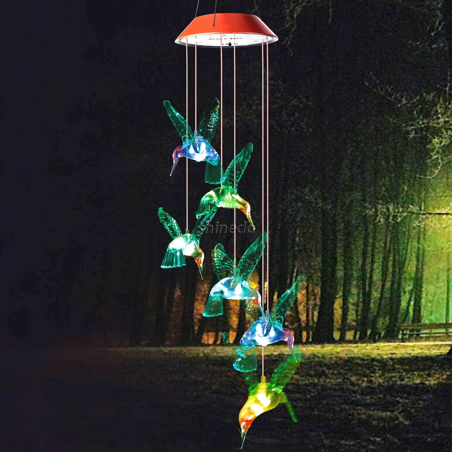 Hummingbird Solar Garden Wind Chime Outdoor Waterproof Color Changing LED Solar Wind Chime Decorative Solar Wind Chime For Gift