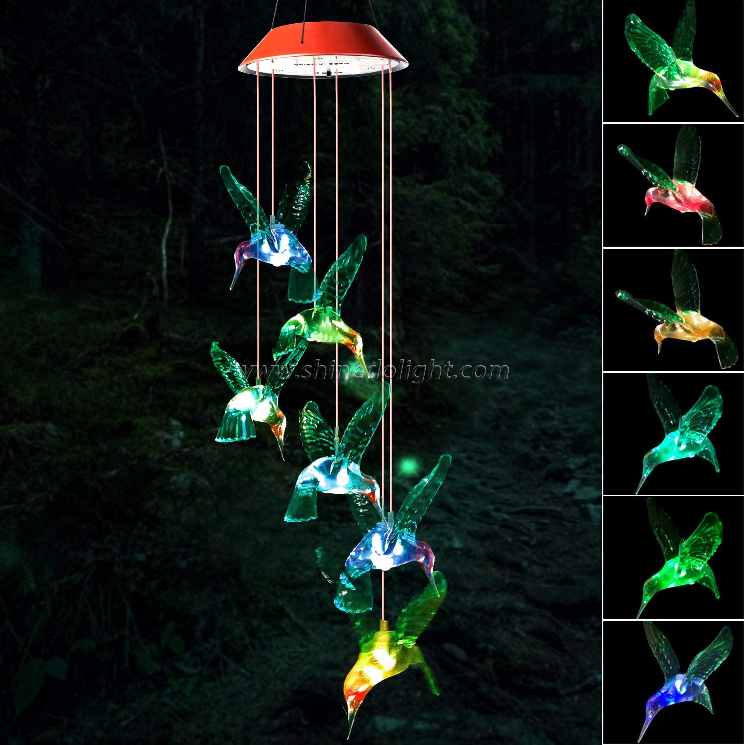 Hummingbird Solar Garden Wind Chime Outdoor Waterproof Color Changing LED Solar Wind Chime Decorative Solar Wind Chime For Gift