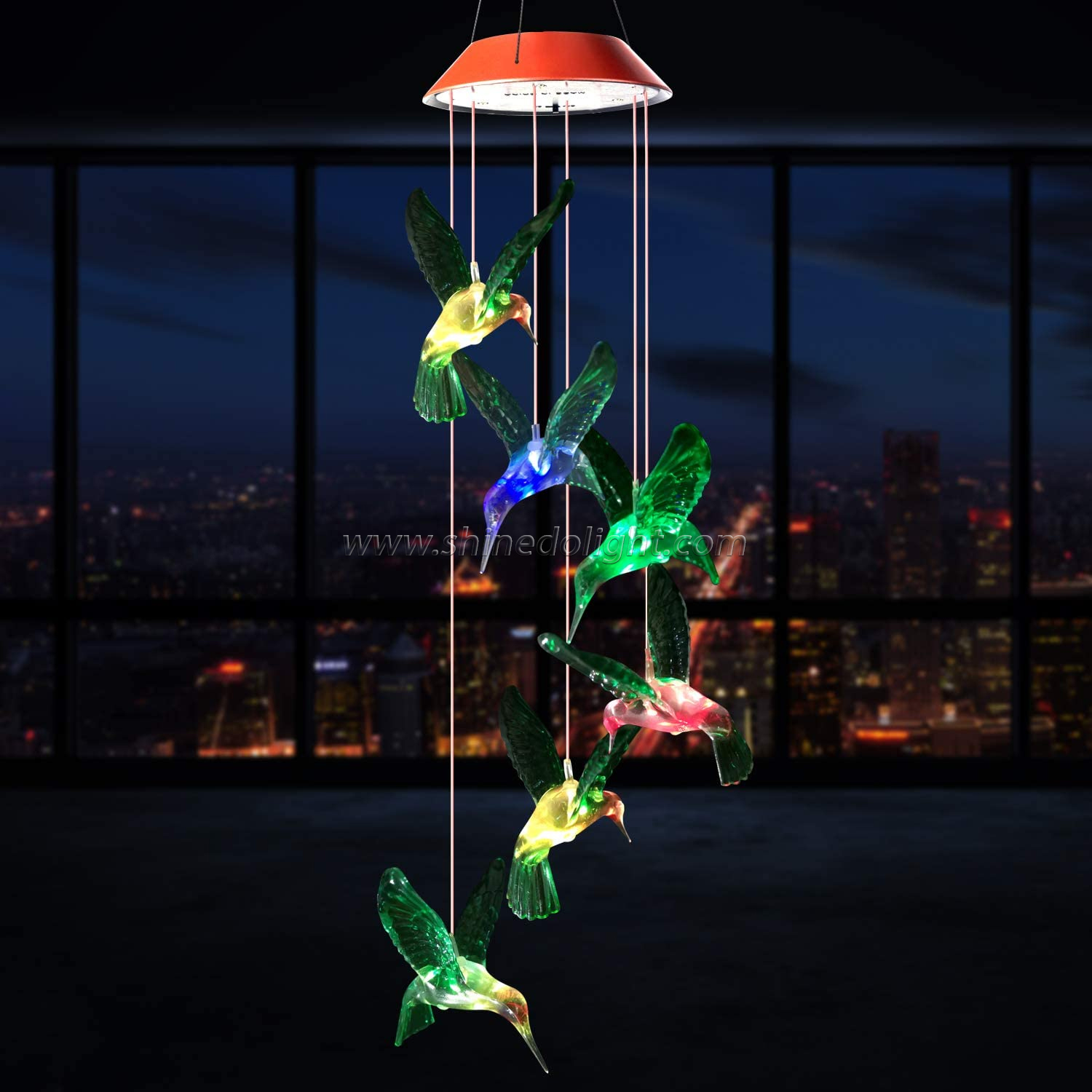 Hummingbird Solar Garden Wind Chime Outdoor Waterproof Color Changing LED Solar Wind Chime Decorative Solar Wind Chime For Gift