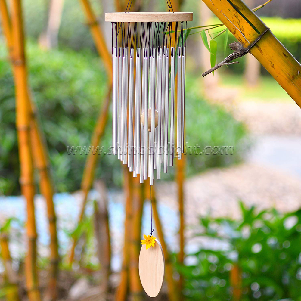 High Quality Sublimation Wind Chime Wooden Wind Chimes Outdoor with 22 Tubes 