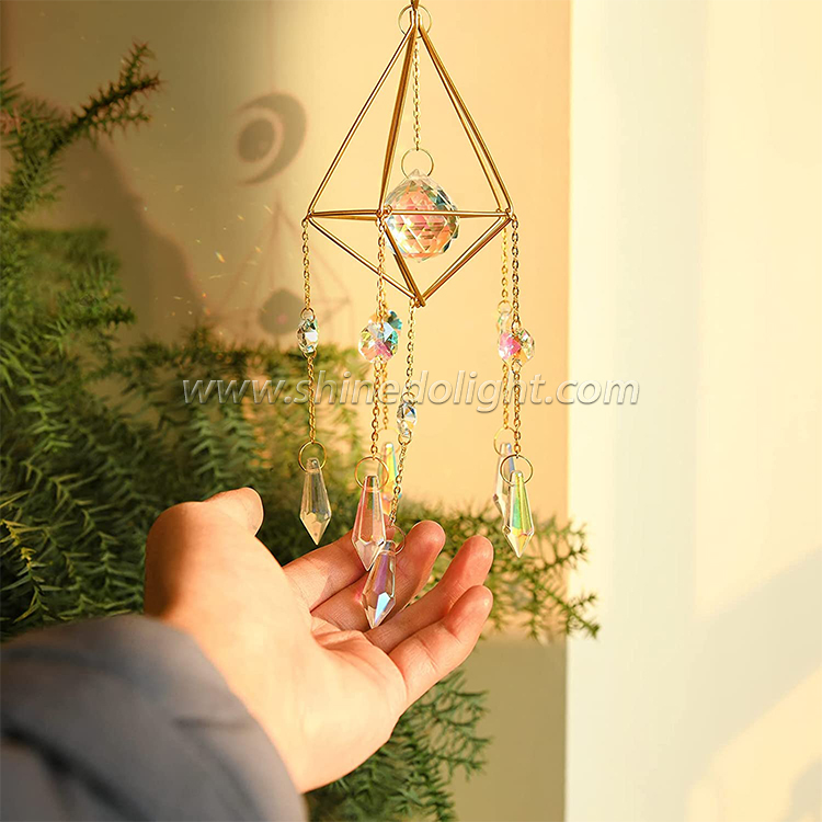 Crescent Moon Crystal Suncatcher Hanging, Light Sun Catcher with Crystal Prisms for Home Window Decornt