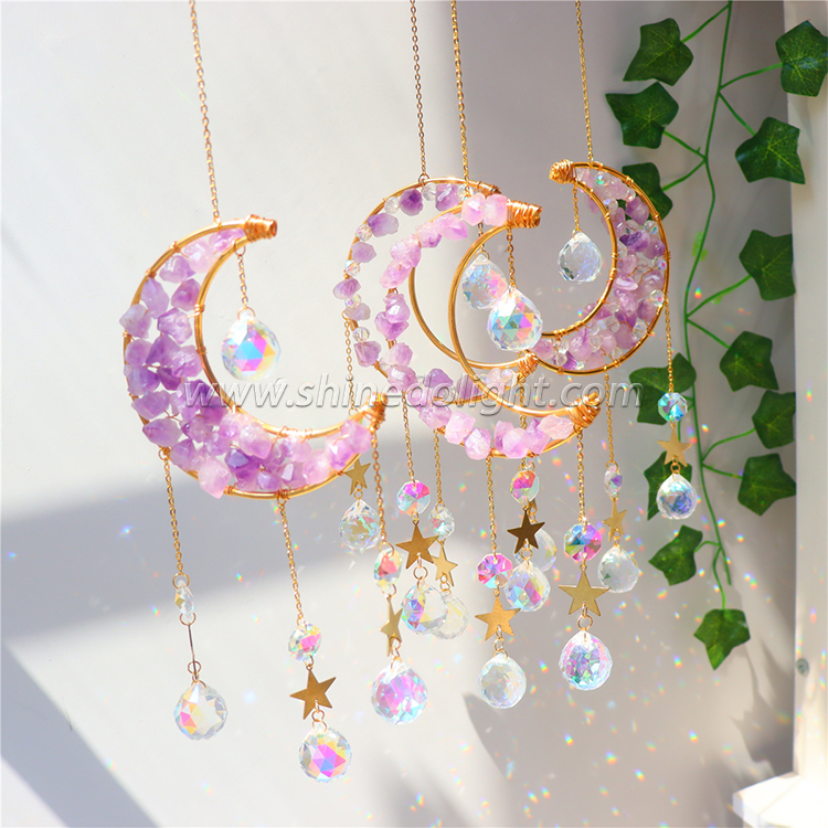 Crystal crescent pendant home decoration wind chimes