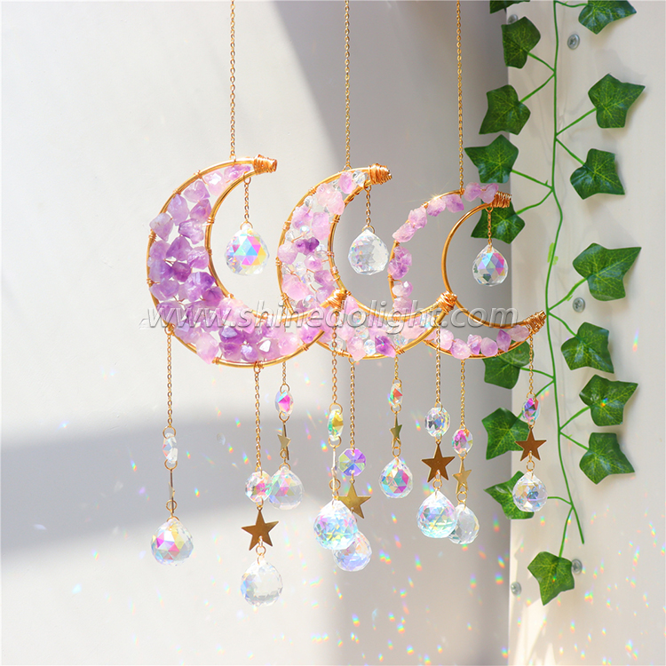 Crystal crescent pendant home decoration wind chimes
