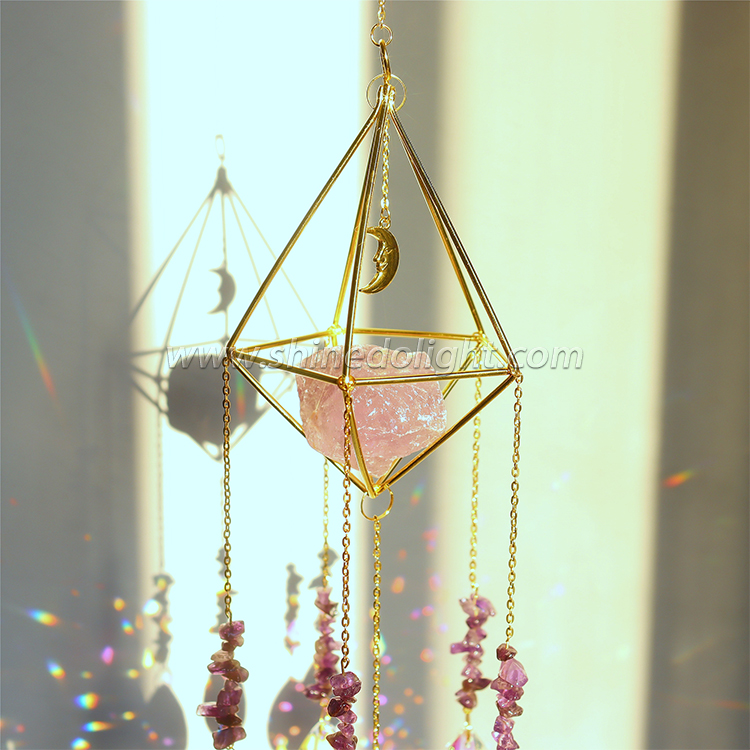 Crystal Suncatcher - Purple Chakra Stone Crystal Pendant Prism Crystal Lighting Pendant Window Hanging Rainbow Maker