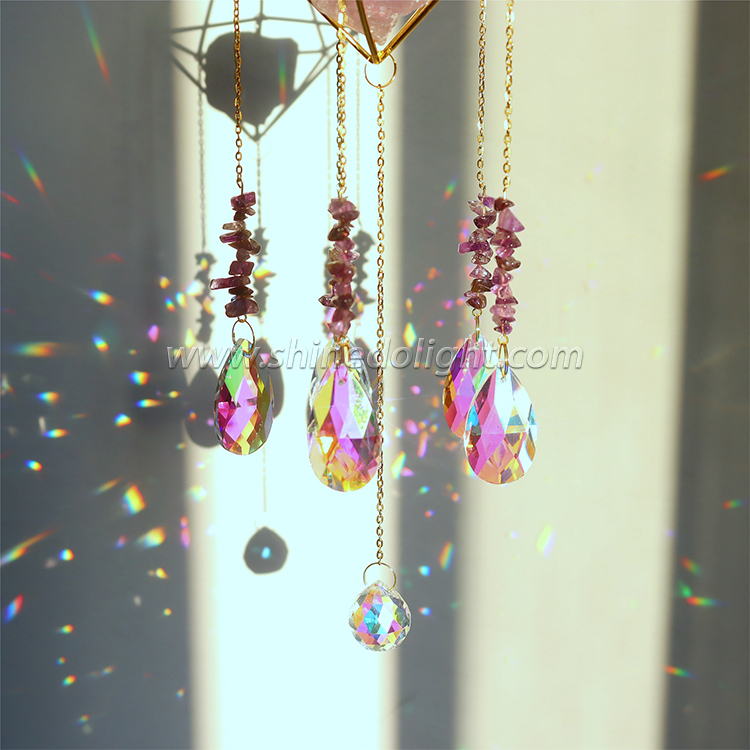 Crystal Suncatcher - Purple Chakra Stone Crystal Pendant Prism Crystal Lighting Pendant Window Hanging Rainbow Maker