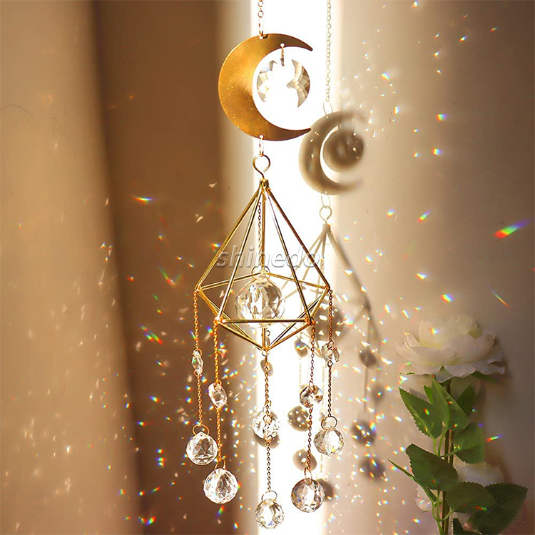 Crystal Hanging Decorations Window Hanging Ornament Crystal Prisms Pendant Window Rainbow Maker Sun Catchers with Chain(white) 