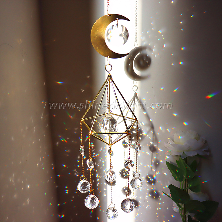 Crystal Hanging Decorations Window Hanging Ornament Crystal Prisms Pendant Window Rainbow Maker Sun Catchers with Chain(white) 