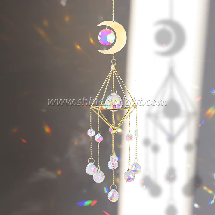 Crystal Hanging Decorations Window Hanging Ornament Crystal Prisms Pendant Window Rainbow Maker Sun Catchers with Chain(RGB)